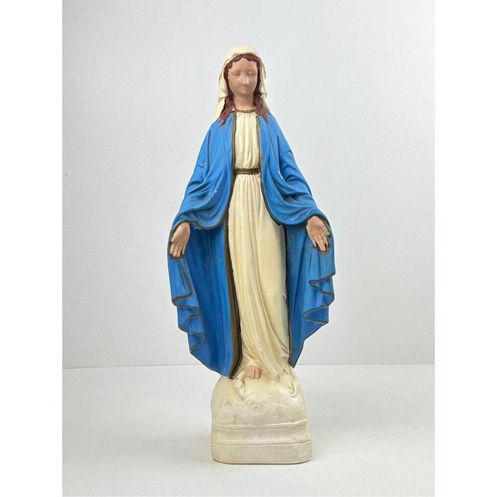 Vintage Madonna Virgin Mary Chalkware 17” Statue Figurine Religious Christian